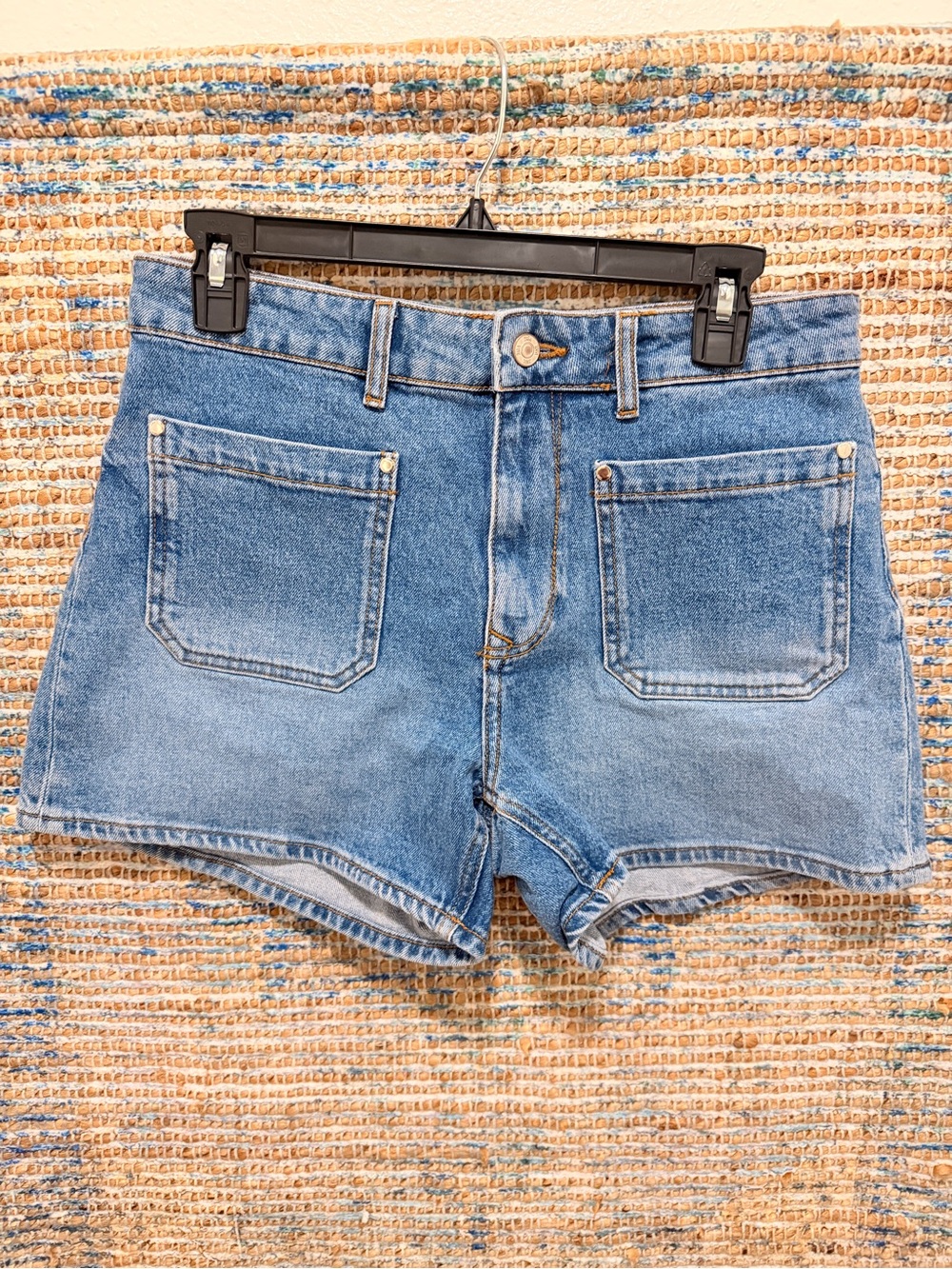 Zara High-Rise Denim Patch Pocket Shorts - Size 6